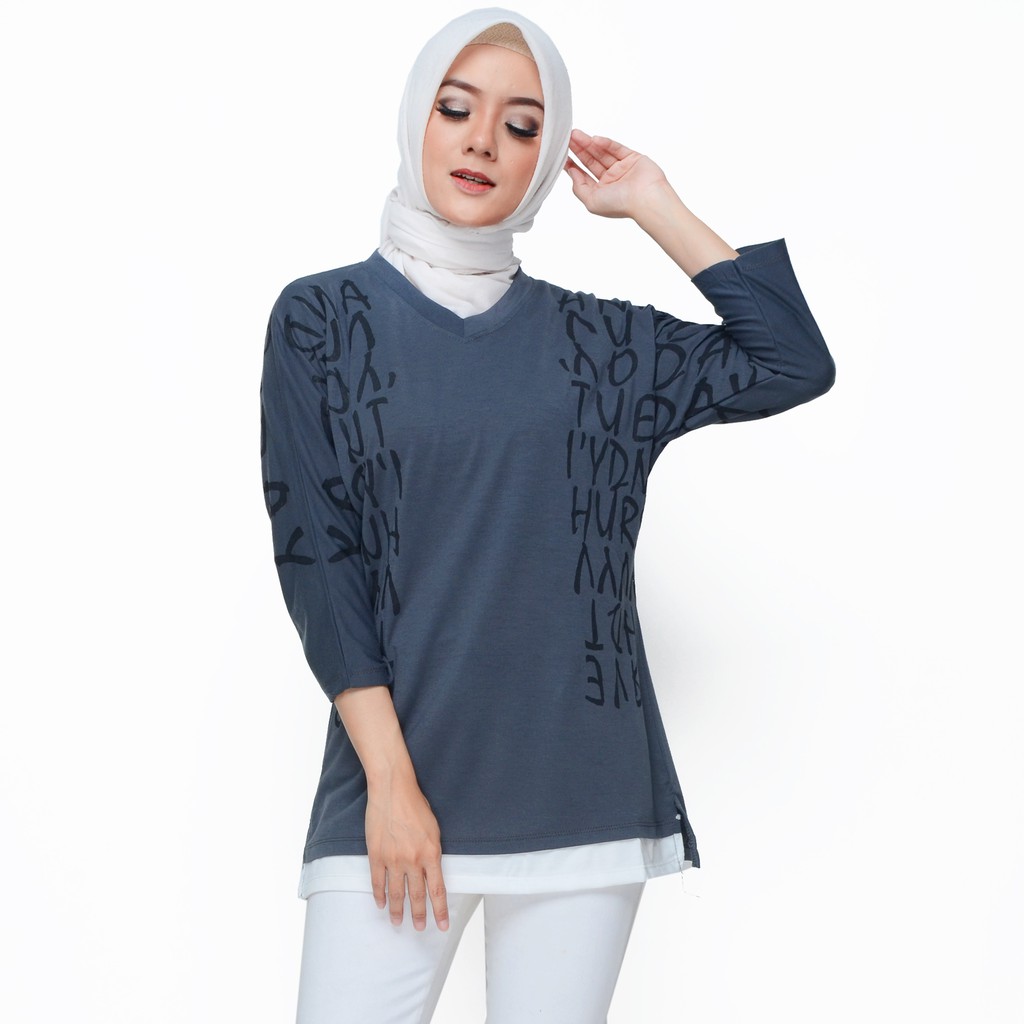 Blus Lengan Panjang Wanita Muslim Gaya korea Printing - XSHOP Cloudy