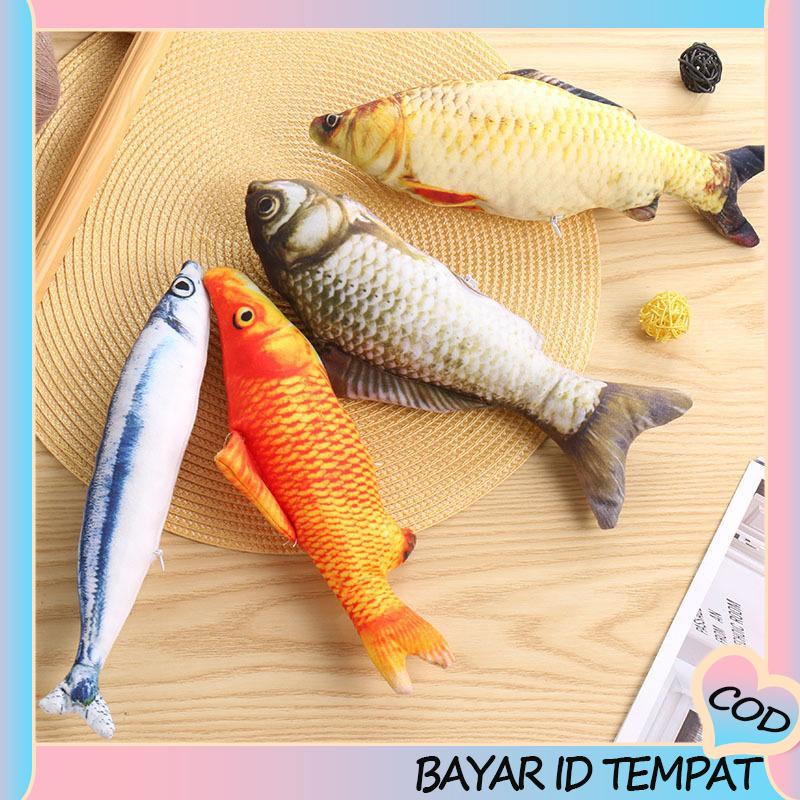 COD❤️ Perlengkapan Hewan Peliharaan Mewah Catnip Ikan Kucing Lucu Simulasi Ikan Mas Crucian Mainan Kucing Lembut-A.one