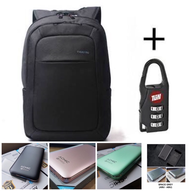Paket Sekolah - Backpack Tigernu 15” dan Powerbank ACMIC 10000 mah Quick Charge