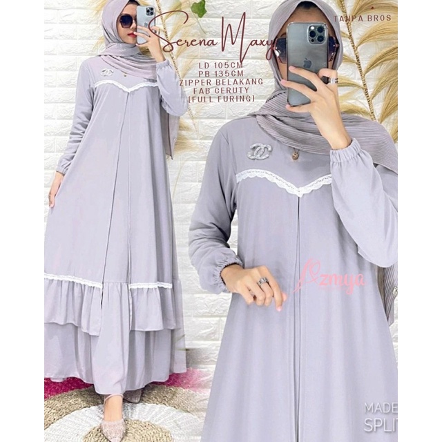 Gamis Malaysia SERENA DRESS MAXY Matt Ceruty LD 105-Gamis Wanita Busui Friendly