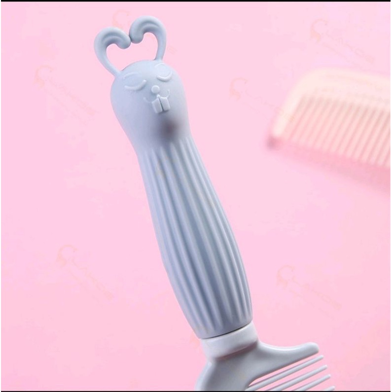 SISIR RAMBUT GAGANG HAIR COMB SILICA KELINCI LUCU DEWASA DAN ANAK