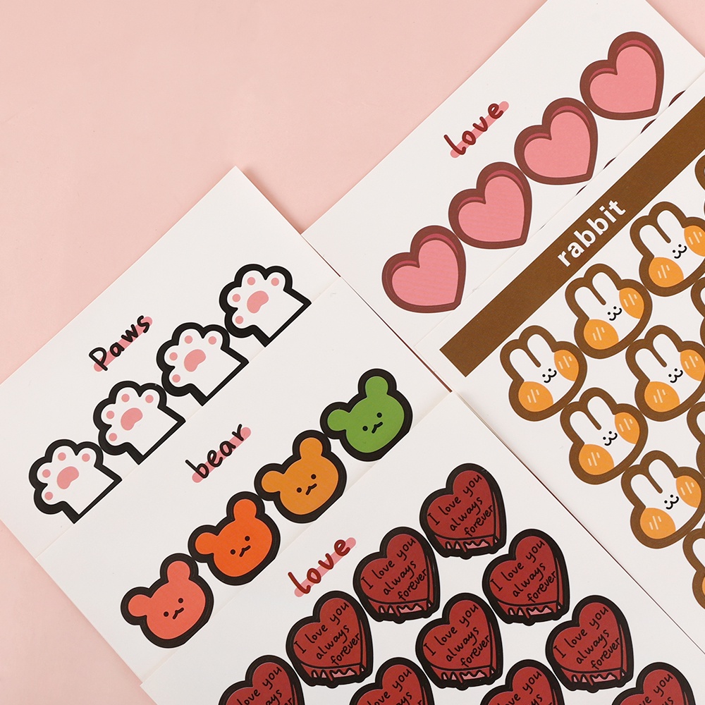 1pc Stiker Motif Beruang / Hati Gaya Korea Untuk Dekorasi Handphone / Diary DIY