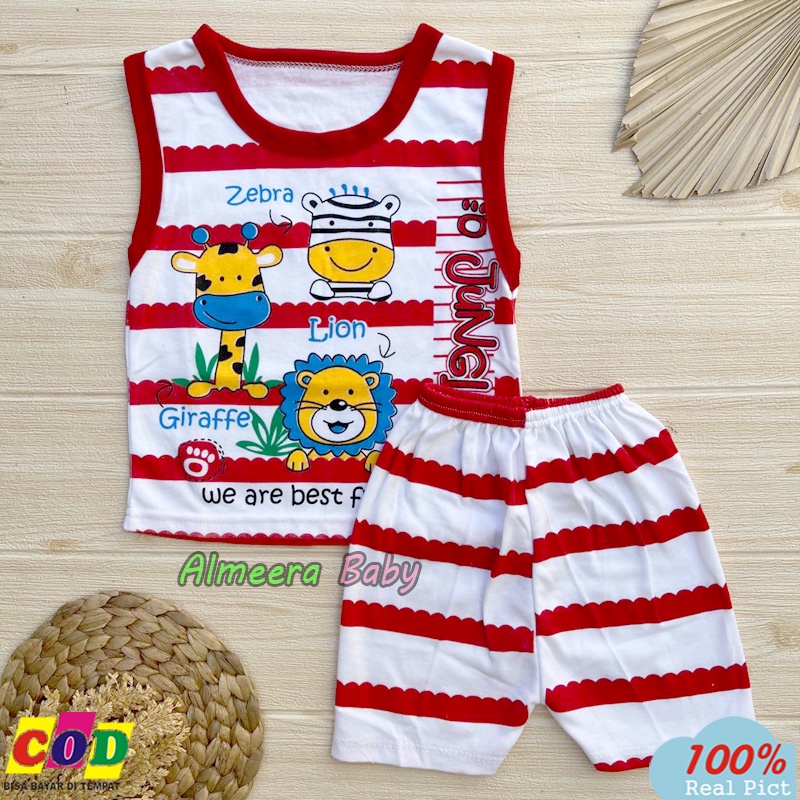 Setelan Baju Bayi Setelan Singlet Bayi Usia 3-12 Bulan Laki Perempuan Almeera Baby and Kids