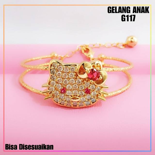 Gelang xuping gelang anak hello kitty lapis emas gold G117 Gelang xuping gelang anak hello kitty lapis emas gold G117