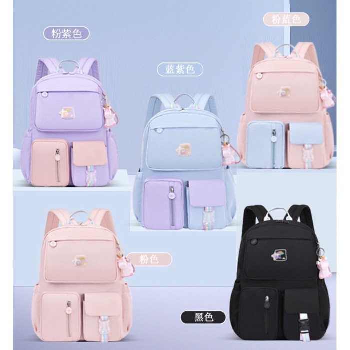 TERLARIS tas ransel sekolah SD SMP SMA / Tas sekolah / ransel anak perempuan - Hitam, BESAR