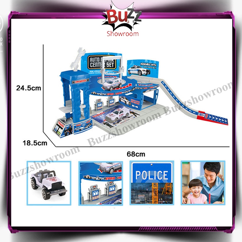 Police Hero Police Parking Repair Center Puzzle Set Games Mainan Anak