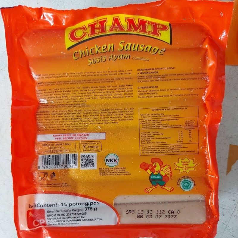 Jual Champ Chicken Sausage Sosis Ayam Gr Shopee Indonesia