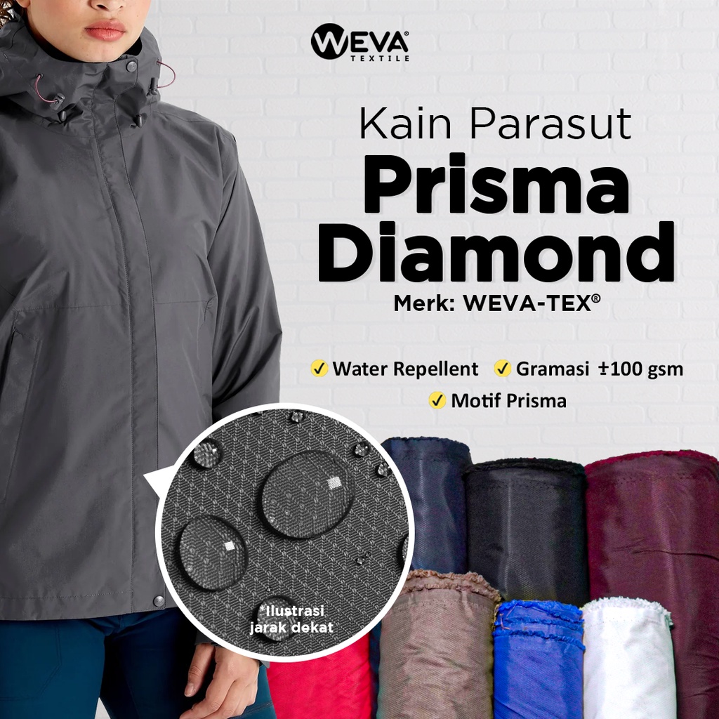 Jual Bahan Kain Jaket Parasut Prisma Diamond Waterproof Murah Shopee Indonesia