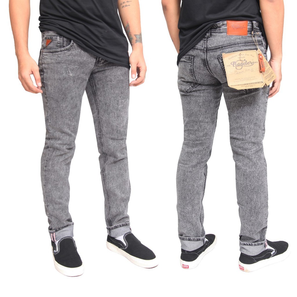 Mecca_shop24/Celana Jeans Pria Panjang Slimfit Black Scrub Original/Celana Jeans Pensil