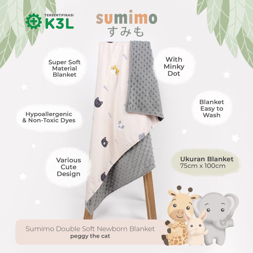 SUMIMO DOUBLE SOFT NEWBORN BLANKET/ SELIMUT BAYI/ BLANKET - BABY MINISTRY