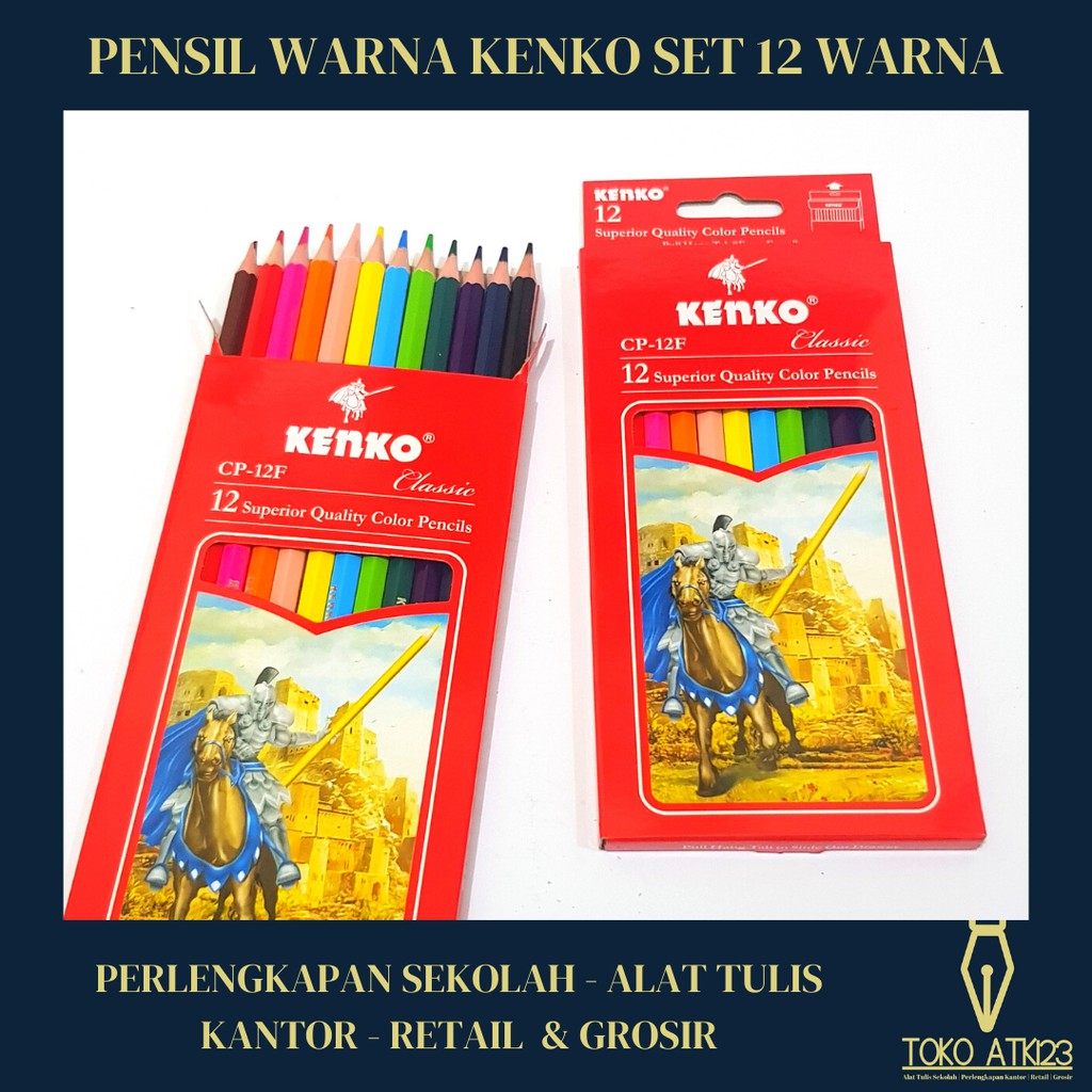 Pensil Warna Merk Kenko Set 12 Warna Pensil Panjang