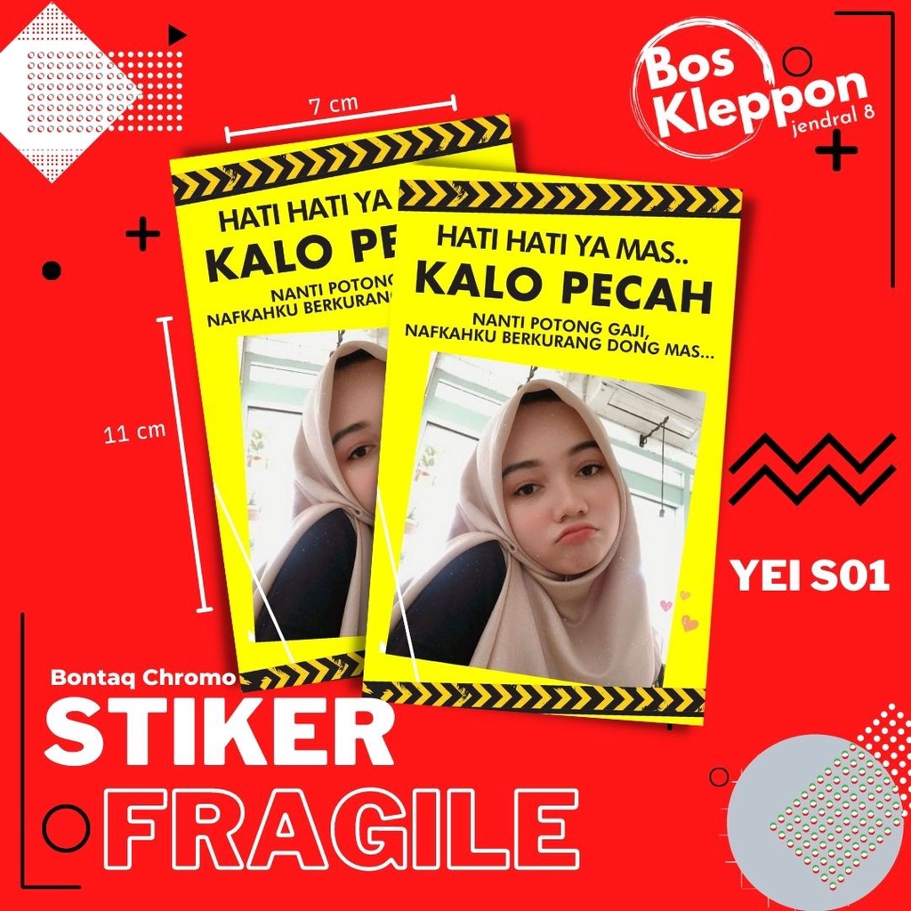 STIKER FRAGILE - STICKER FRAGILE LUCU MURAH 7x11cm