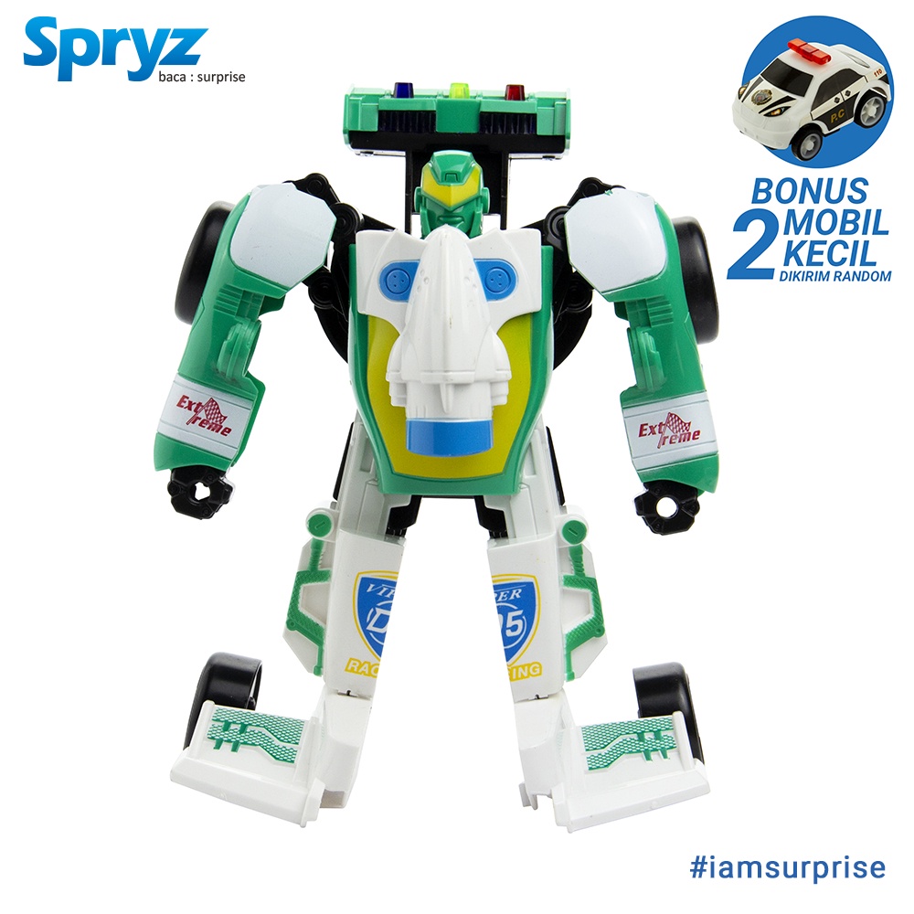 Spryz Revamp Justice Chase - Mainan Mobil Robot Transformer