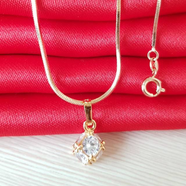 Kalung Fashion permata Balok Perhiasan xuping lapis  Emas 18K