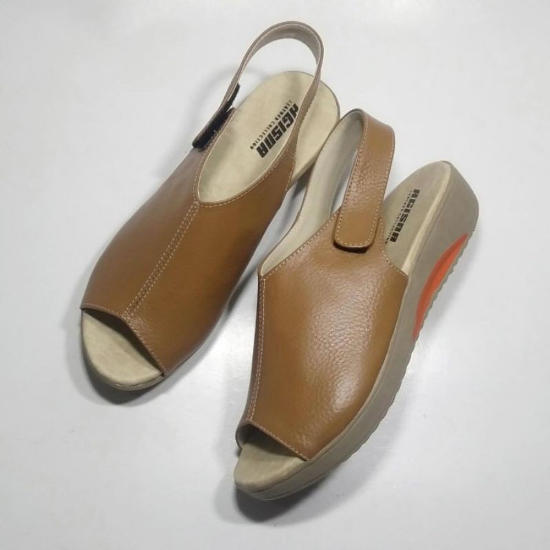 Sandal sepatu Wanita wedges tali 3cm KULIT SAPI 100%ASLI made in Garut Sukaregang