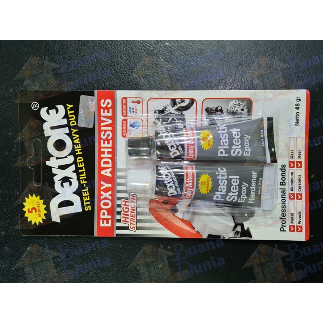 

Lem Dextone 5 Menit 48g | Lem Epoxy | Lem Besi Plastik Kaca Kayu