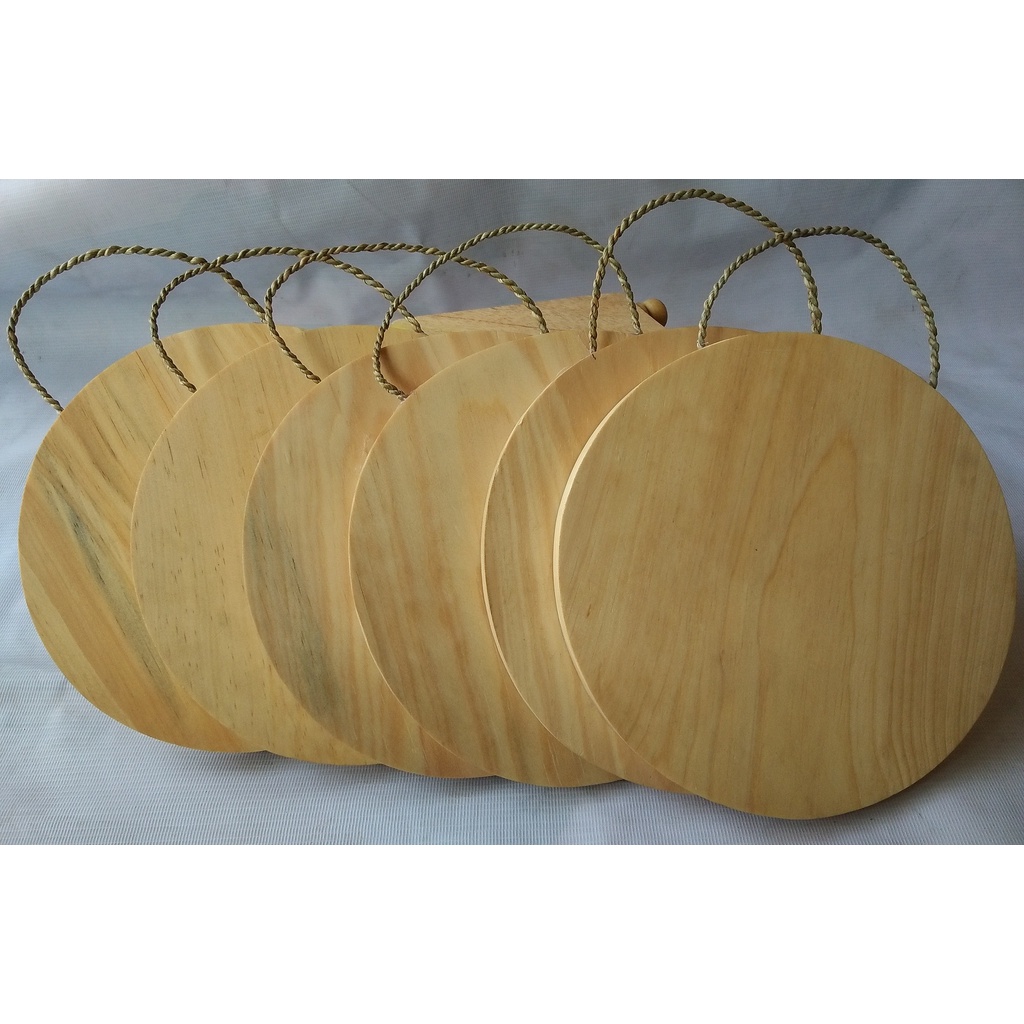 

(beli 2 gratis 1) Talenan Kayu Bulat Tali Diameter 15 x 15 Cm Bahan Lukis/Decoupage