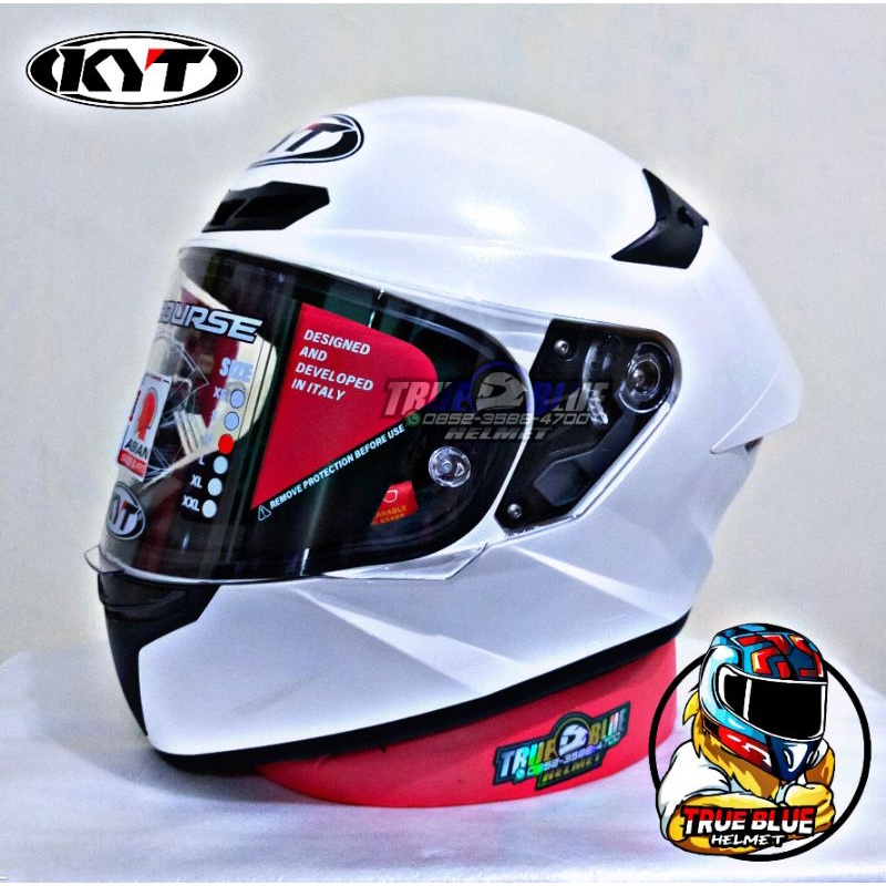 Helm KYT TT Course / KYT TTC Original (Ongkir Termurah 2Kg)-White