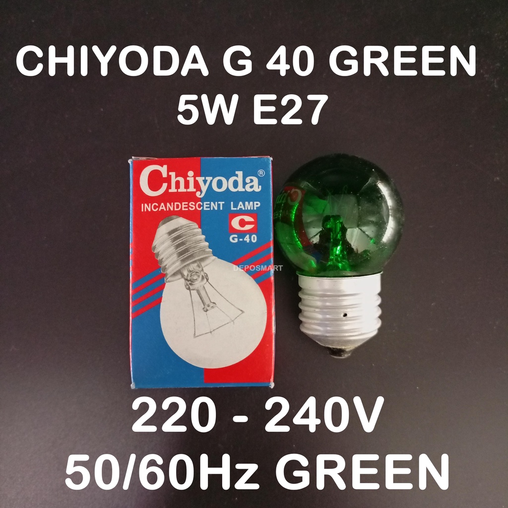 LAMPU PIJAR CHIYODA G 40 GREEN HIJAU 5W E27 220V - LAMPU HIAS - TIDUR