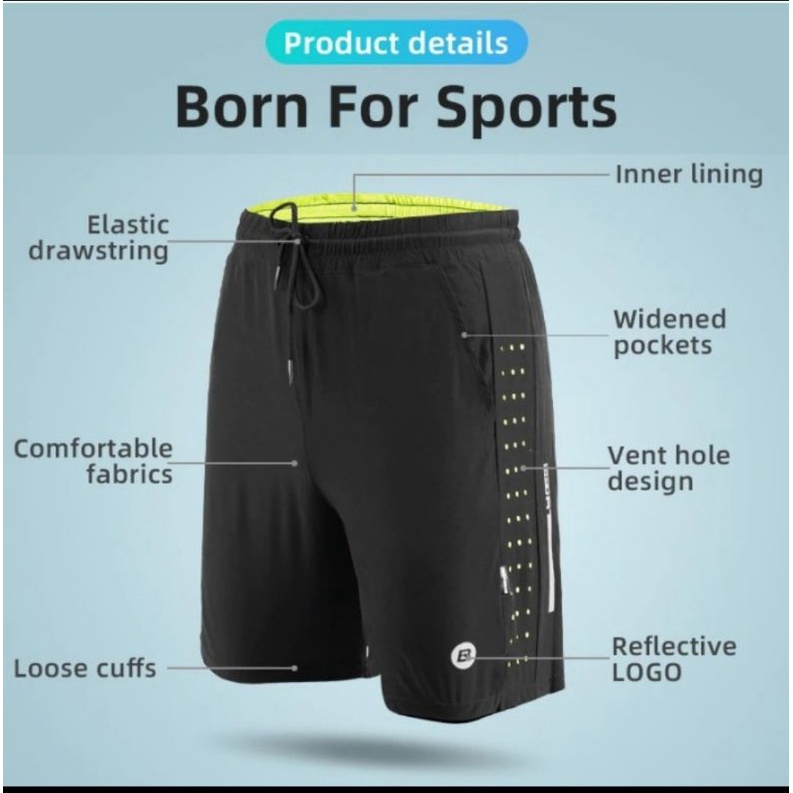 Rockbros LKK014 celana olahraga bersepeda Running Short Pants Sport Quick Dry