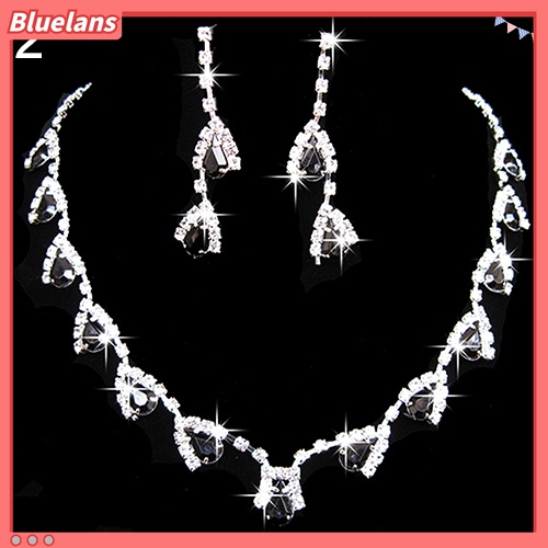 Set Perhiasan Kalung Anting Liontin Kristal Cubic Zirconia Untuk Pengantin Wanita