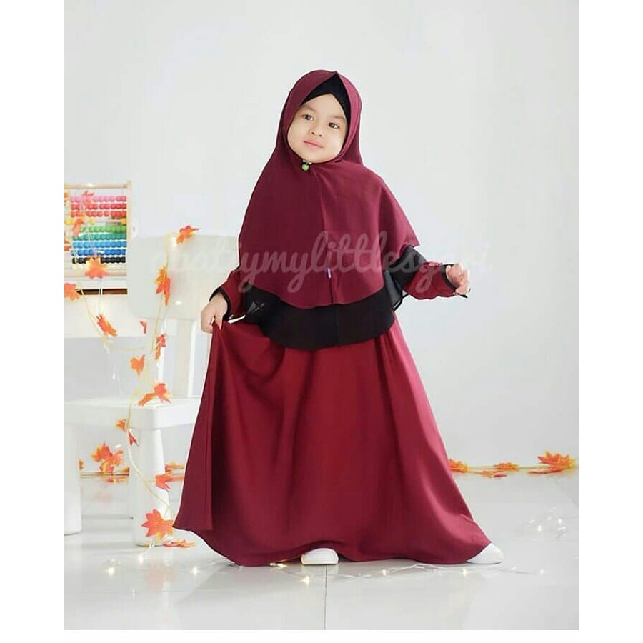 PROMO IYORA SYARI KIDS BO MOSSCRAPE 4-6 Tahun Gamis Syari Set Hijab Anak Perempuan Gamis Anak Murah