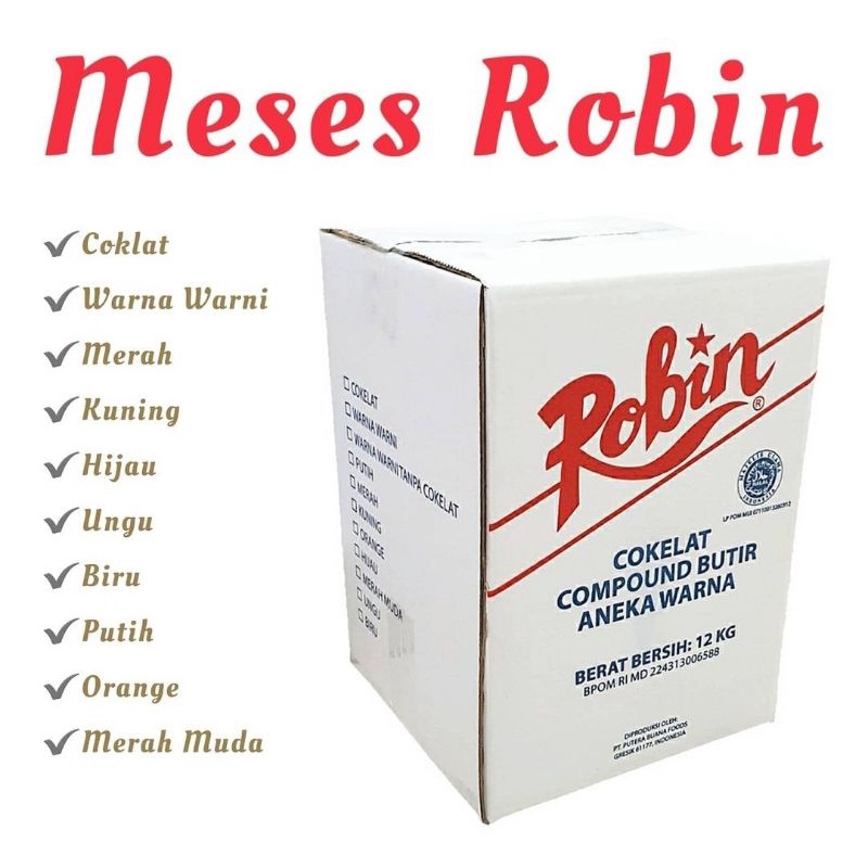 

Meses Robin 1 Dus Meses Coklat warna warni Meises Cokelat bahan kue Makassar COD