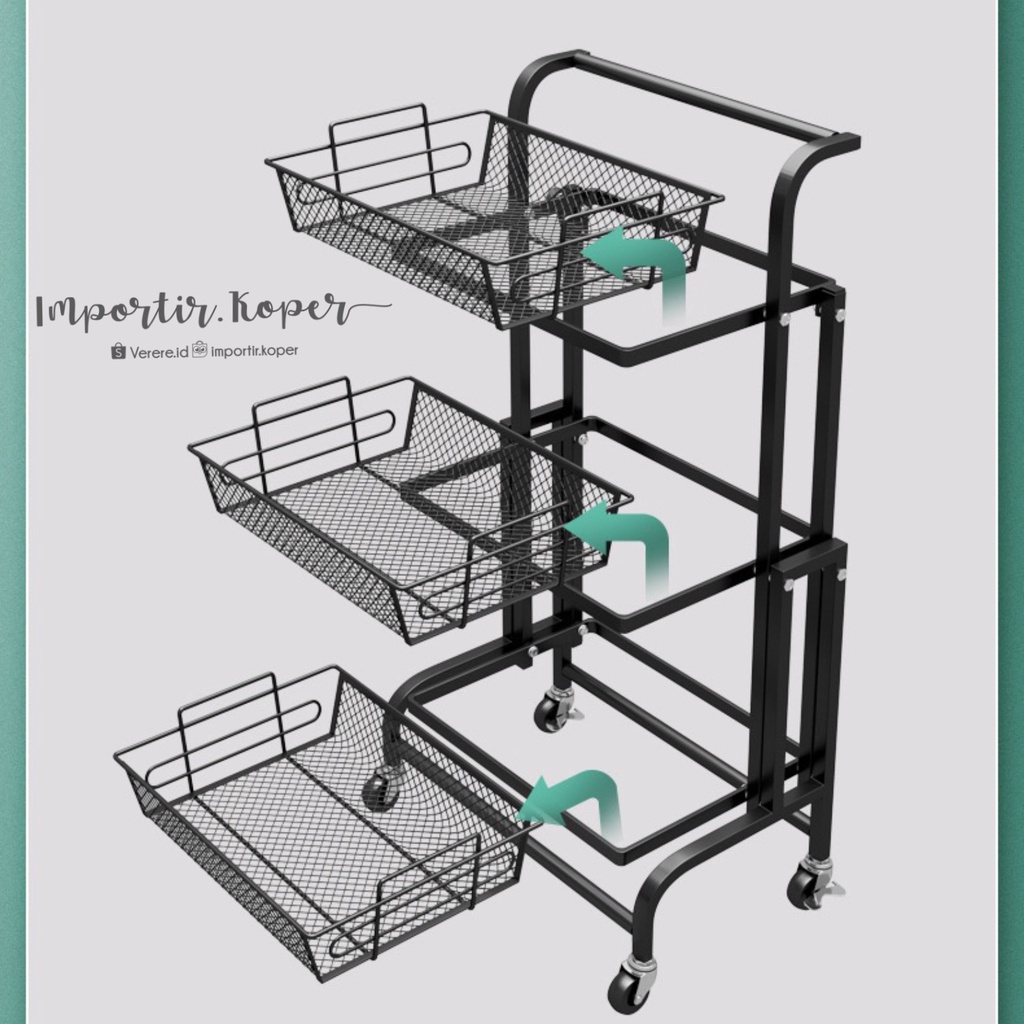 Rak troley susun serbaguna rak besi serbaguna rak dapur rak bumbu rak multifungsi rak buku storage penyimapanan