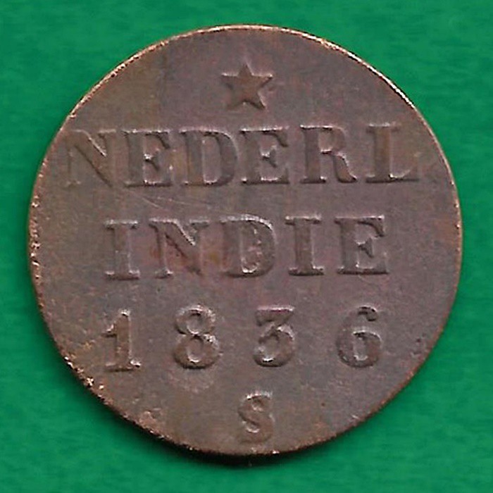 UB013 UANG KOIN KUNO ASLI 1/4 STUIVER TAHUN 1836 S NEDERLAND INDIE KOLEKSI UANG LOGAM VOC BELANDA