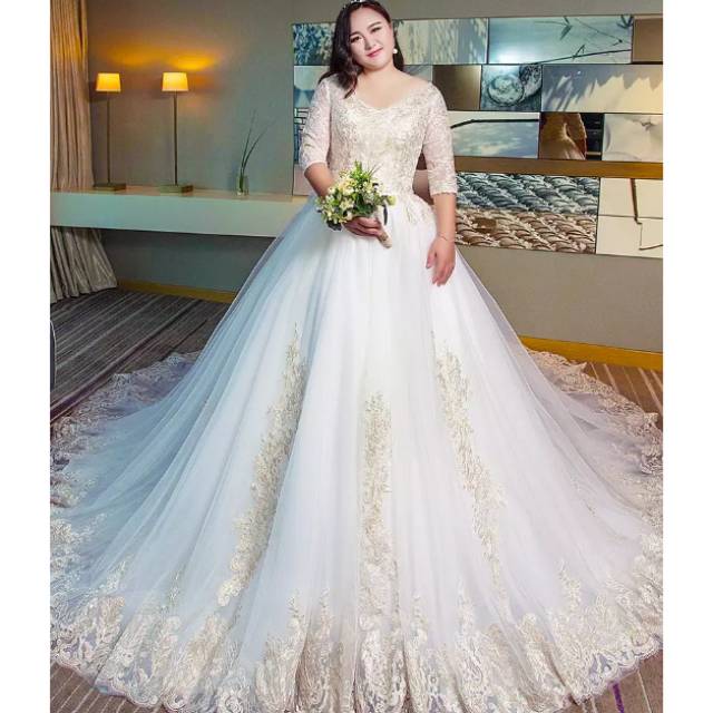 GPBG 0501 Big Size Gaun Baju Pengantin Wedding Gown Dress Ekor Import