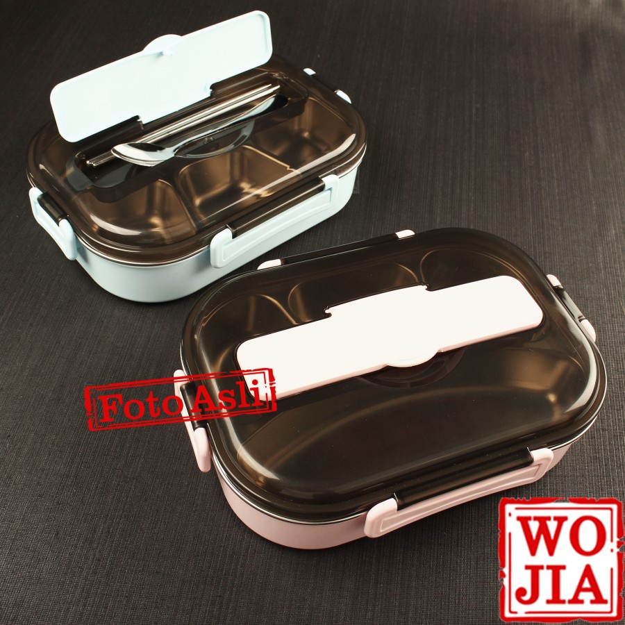 Kotak Makan Stainless 4 Sekat Tempat Bekal Siang Tahan Panas Lunch Box