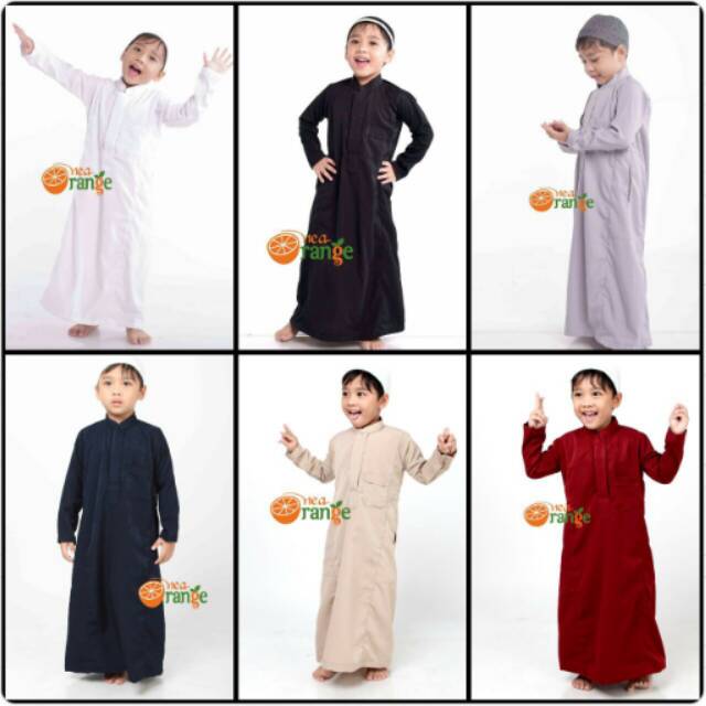 Nea Orange Gamis Anak &amp; Balita Jubah Pakistan Putih Hitam Abu Berry Mart