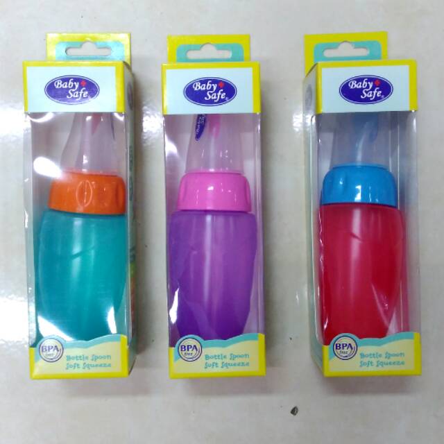 BABYSAFE BOTTLE WITH SPOON SOFT SQUEEZE