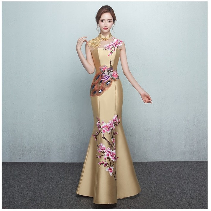 Gaun Pengantin 0941117 Kuning Satin Mermaid Wedding Gown Wedding Dress