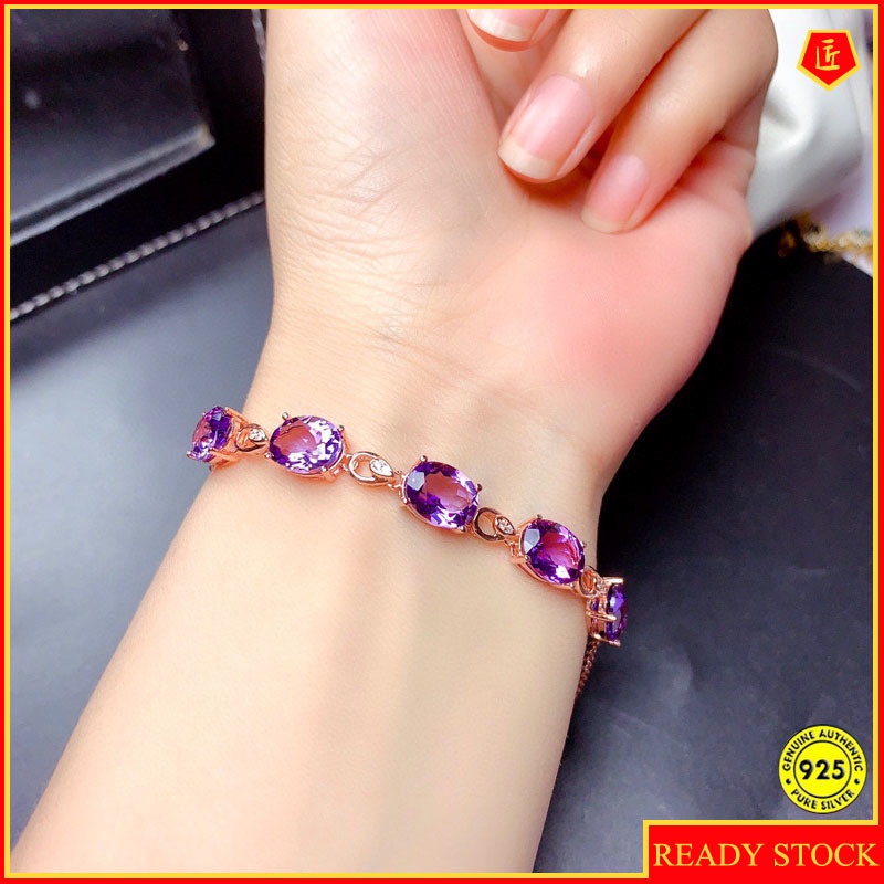 Amethyst Bracelet Colored Gems Bracelet Women's Full Diamond Egg Shape Hand Jewelry