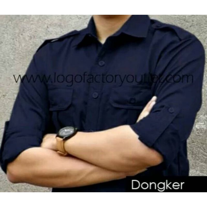 Baju Pdl Tangan Panjang Polos Kemeja Hitam Putih Biru Dongker Nevi Merah Seragam Kerja Kantor