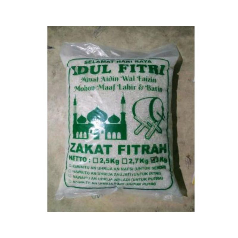 Plastik Beras Zakat Fitrah - Plastik Beras Idul Fitri 2,5kg 2,7kg dan 3kg isi 100lbr