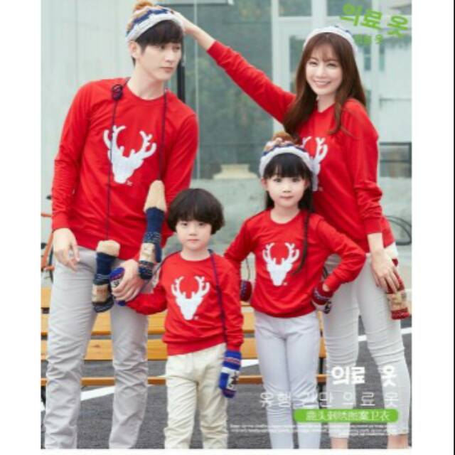 Kaos family rusa lengan panjang - baju pasangan