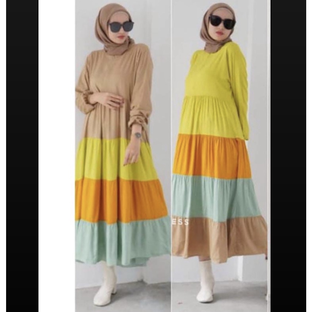 PELANGI MIDI DRESS GAMIS BAJU DRESS WANITA