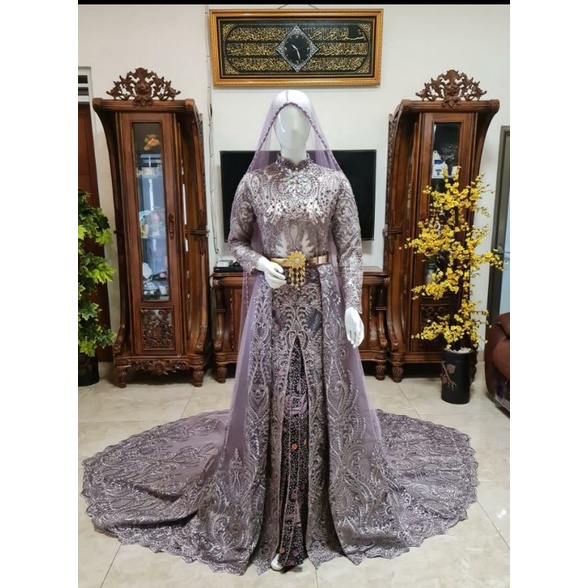 KEBAYA BELAH FULL PAYET MEWAH BEREKOR//GAUN WEDDING MEWAH MODERN