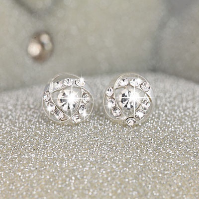 Anting Mutiara Pejantan Kristal Fashion Heart Pearl Crystal Stud Earring Charm Zircon Star Earrings Jewelry for Women Lady Gift-12