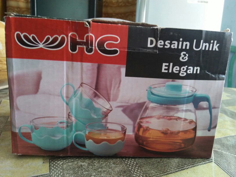 Ahb Tea Pot Set 5in1 Teko Kaca Tempat Minum Teh Teko Set Cangkir Kaca Teapot Gelas Cafe Souvenir Igd