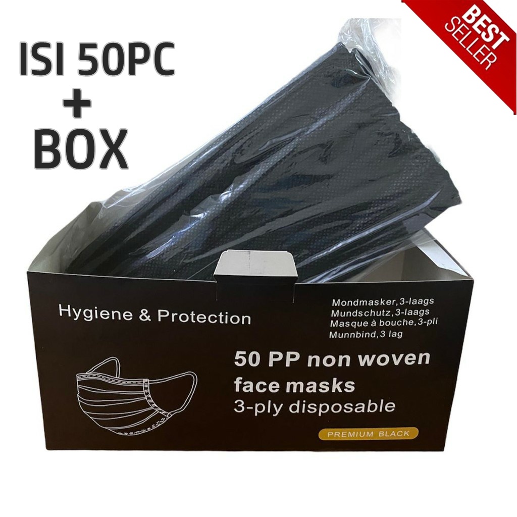 MASKER 3 PLY HITAM ISI 50PCS