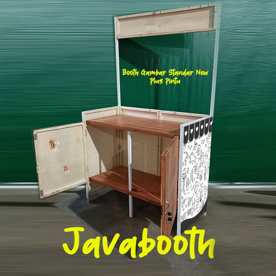 Booth Portable / Gerobak Lipat / Meja Lipat Kayu Atap Bonus Rak Display