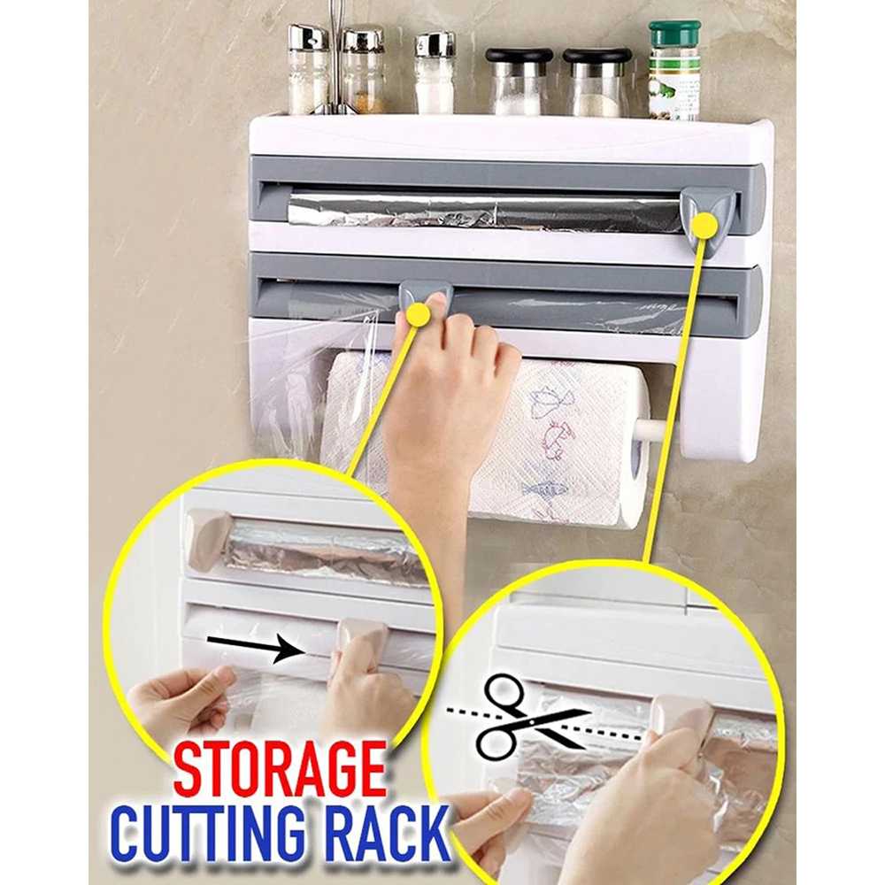 TD-DA ADOREHOUSE Rak Organizer Tisu Tin Foil Food Wrap Cutter Storage - R60V