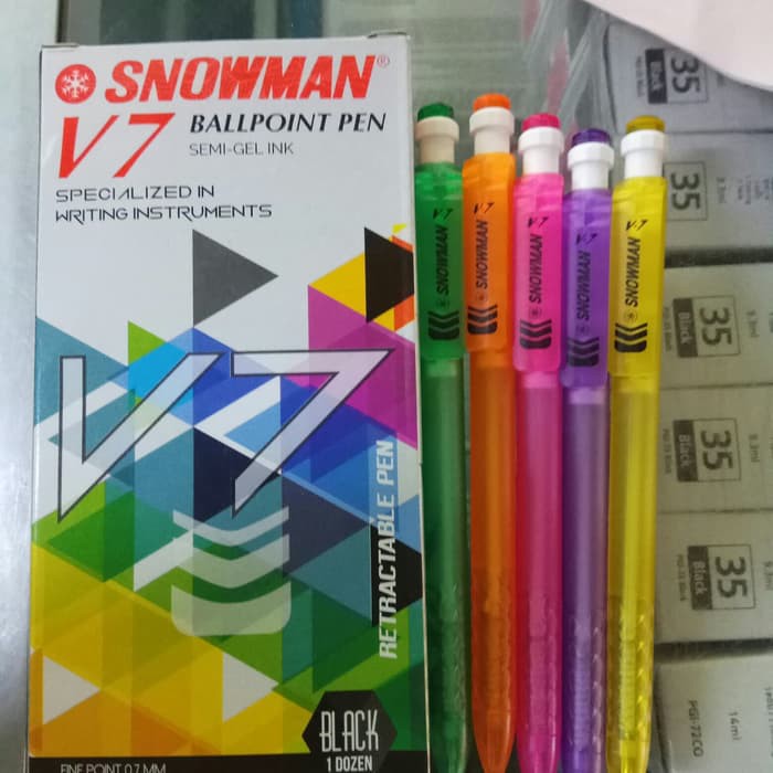 

Pulpen Snowman V 7 Hitam/Biru &#40-per Lusin&#41-