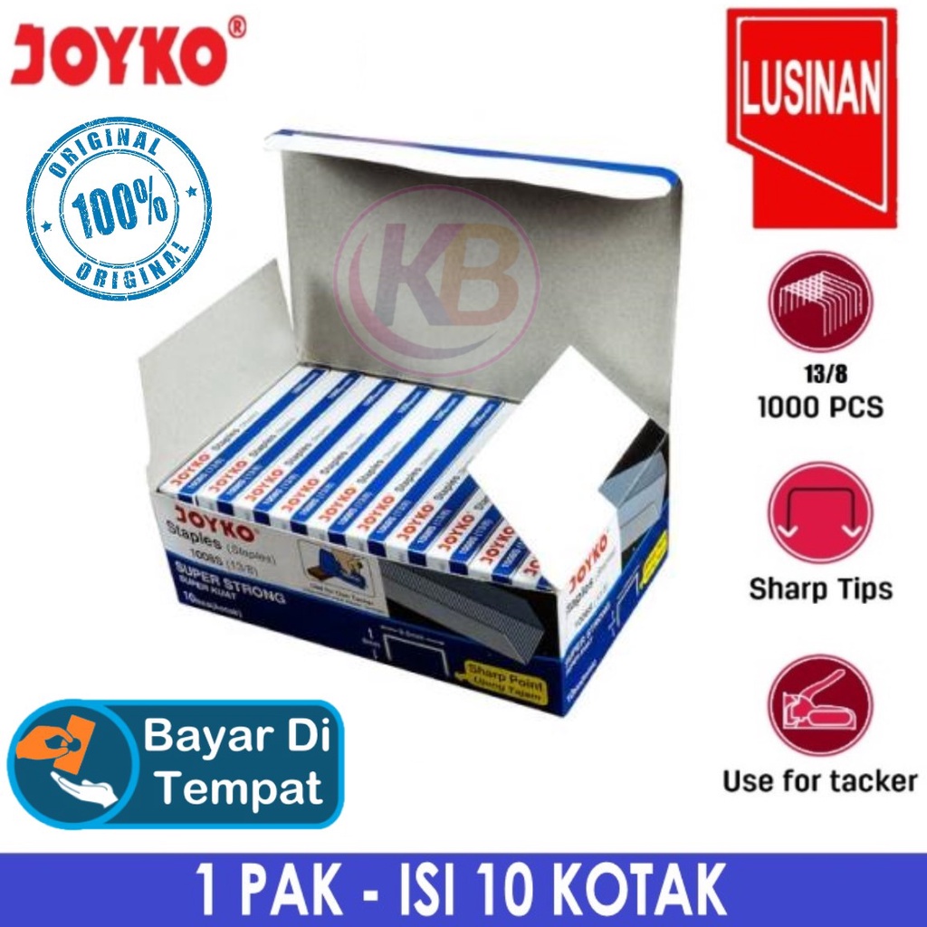 

( 1 BOX BESAR ) Isi Stapler Staples - Refill Gun Tacker Joyko 1008S 13/8 - Super Kuat Anti Mintul - Isi 10 Kotak - Isi Stepler Tembak Refil Joyko - COD - Satu Gemilang