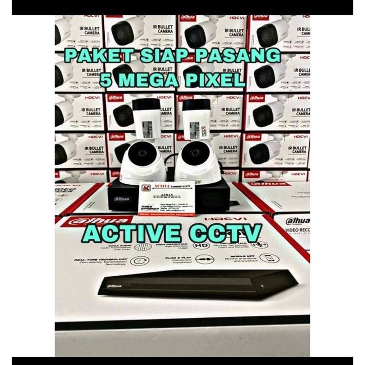 PAKET 5MP KAMERA CCTV DAHUA 4 CAMERA 8 CH CHANNEL 2560P FULL HD KOMPLIT