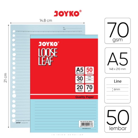 

Loose Leaf Color Isi Kertas File Binder Warna Joyko A5 50 Lembar