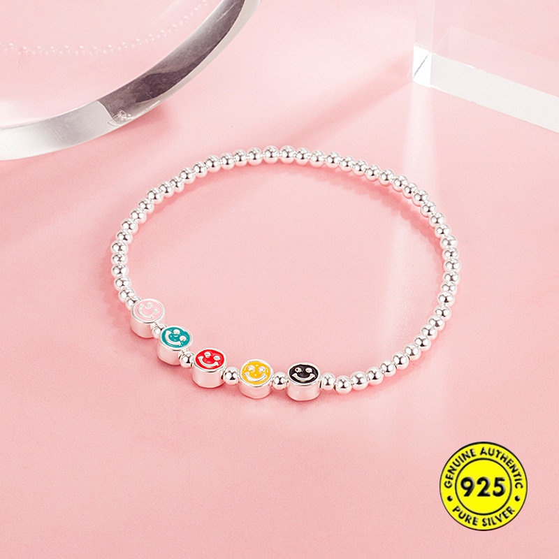 Gelang Tangan Rantai Aksen Smiley Face Lucu Untuk Wanita U1008